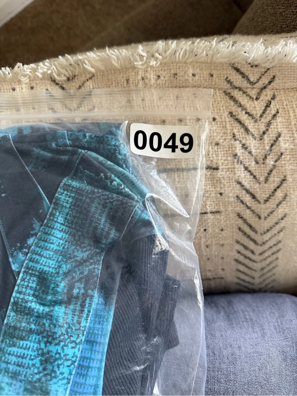 ALO Flow Full Zip Hoodie Jacket Blue-Green Water Color Print S
